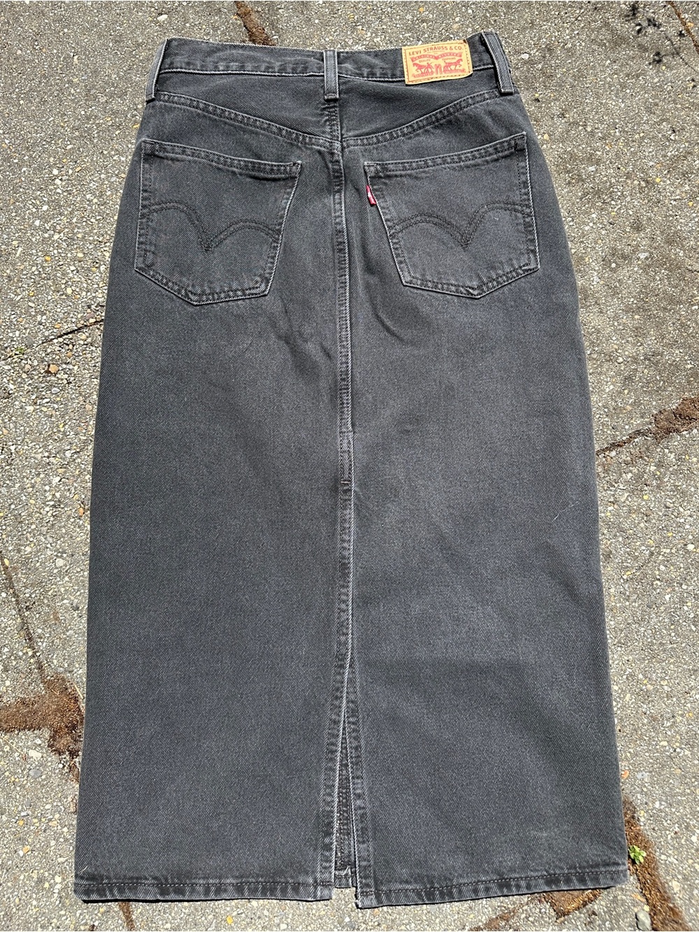 Levi's Ankle Column Denim Maxi Skirt – Faded Black (Size 25)
